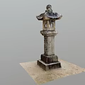 Traditional Stone Lantern Outdoor Furniture With Carved Pedestal Base And Hollowed Panels For Garden Decor