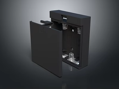 Black Plastic Storage Container With Spring Mechanism For Daily Life Small Items 3d model