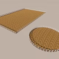 Durable Brown Textured Mats With White Frames Rectangular And Circular Shapes 3d model