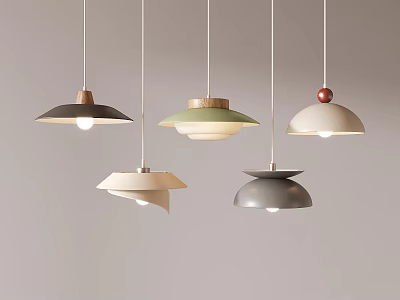Modern Pendant Lights With Various Designs Shapes And Neutral Color Tones 3d model