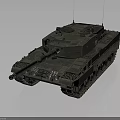 3D Model Military Tank Green Camouflage With Cannon Tracks And Antenna Design