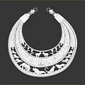 Silver Pendant With Intricate Carving Layered Design And Decorative Hooks Elegant Jewelry Accessory