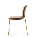 Elegant Brown Diamond Quilted Upholstered Dining Chair with Gold Metal Legs