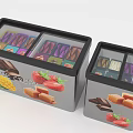 Modern Ice Cream Freezers With Transparent Lids Storing Various Flavors And Fresh Fruits