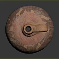 Traditional Clay Pot With Bulbous Body Painted Red Black Patterns And Loop Handle