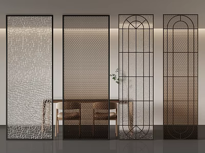 Modern Decorative Screens With Metal Frames And Arch Patterns For Interior 3d model
