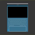 Modern Blue Laptop With Sleek Transparent Design And Illuminated Keyboard