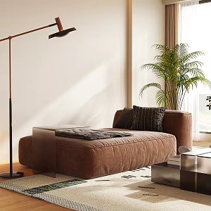 Modern single person sofa leisure sofa fishing lamp floor lamp coffee table ornaments combination 3d model