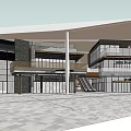 Modern Commercial Complex With Glass Facade Multistorey Structure And Outdoor Plaza