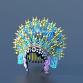 Traditional Chinese Decorative Headdress With Blue Gold Beads And Tassel Design