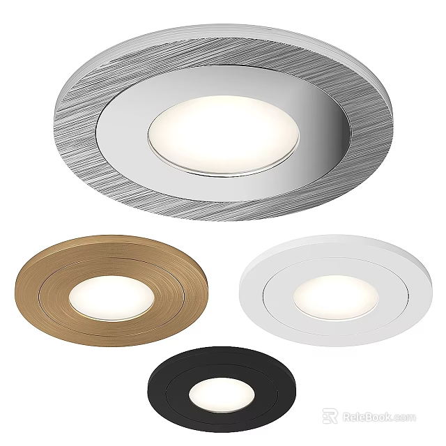 Sleek Recessed Downlights in Silver Gold White Black Finishes for Home Lighting 3d model 