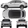 Porsche SUV White Exterior Design Front And Rear Views 3d model