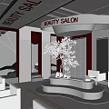 Modern Beauty Salon Interior Design With Red White Decor Sofa And Decorative Tree