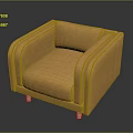 Orange Leather Single Sofa with Armrest and Light Wooden Legs Modern Design