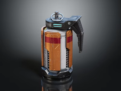 Modern Military Explosive Weapon With Orange Red Stripes Black Base Handle Knob Design 3d model