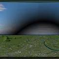 Aerial Planning of Urban Layout with River Green Spaces and Road Network