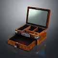 Open Wooden Jewelry Box With Mirror Multiple Compartments And Drawer Design