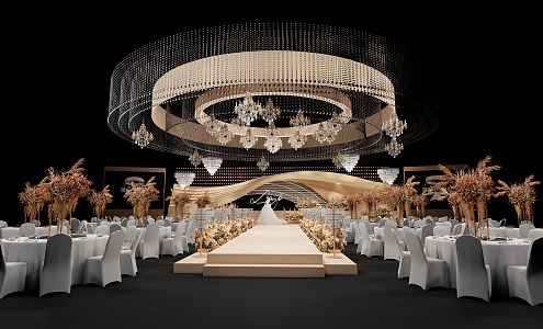 Modern Champagne Crystal Ballroom 3d model