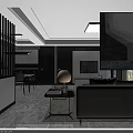 Modern Living and Dining Room Interior With Gray Sofa Coffee Tables TV And Dining Table