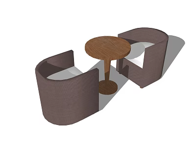Modern Outdoor Sofa Set With Woven Rattan Design And Round Wooden Table 3d model