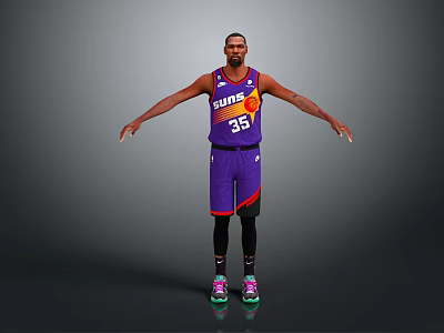 Purple Phoenix Suns Basketball Jersey Shorts And Sneakers Number 35 On Gray Background 3d model