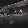 Vintage Biplane Fighter Plane With Red Nose And Hungarian Flag Insignia