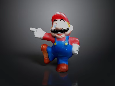 Super Mario Character Figurine With Red Cap Mustache Blue Overalls White Gloves And Pointing Pose 3d model