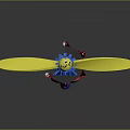 Colorful Toy Propeller Device With Red Body Yellow Blades And Blue Handle Design