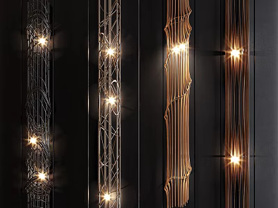 Modern Decorative Wall Lamps With Woven Metal Wood Design And Ambient Lighting 3d model