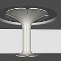 Modern White Pillar With Unique Double Shape Supporting Round Tabletop In Minimalist Interior 3d model