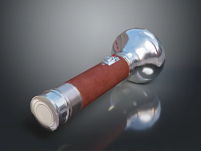 Silver Metal Dumbbell With Red Grip For Home Gym Fitness Training 3d model