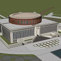 Classical Style Museum Building With Dome Symmetrical Facade And Reflecting Pool 3d model