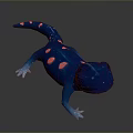 Vibrant Blue Reptile With Bright Pink Spots And Smooth Shiny Body
