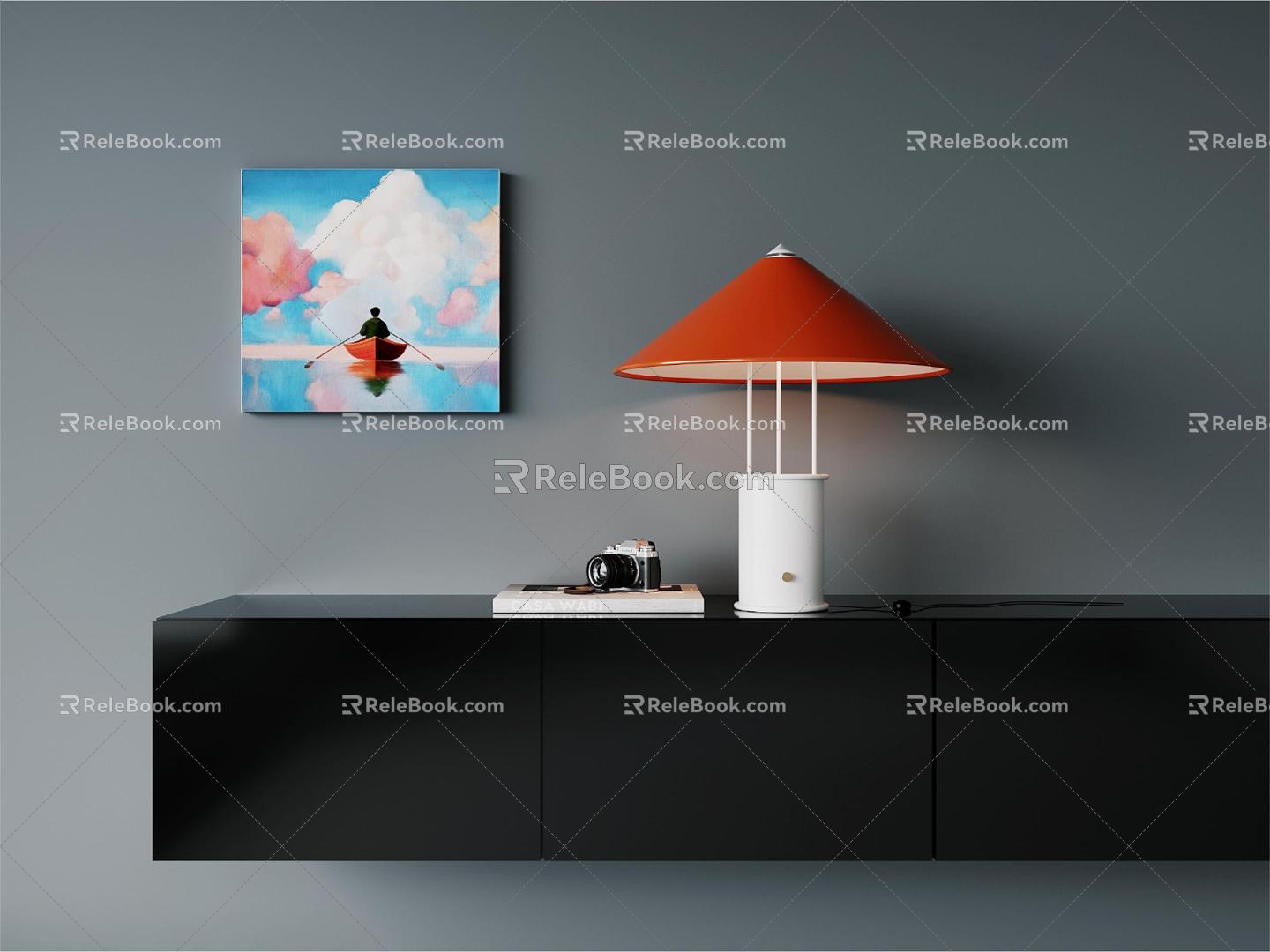 orange table lamp 3d model