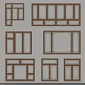 Wooden Casement Windows With Various Frame Designs And Interior Decor Styles 3d model