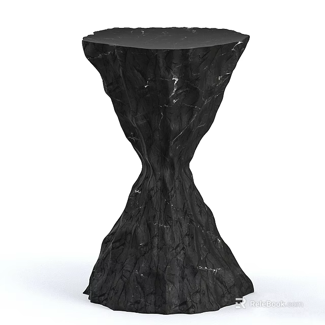 Black Dining Table With Unique Sculptural Base And Textured Modern Artistic Design 3d model 