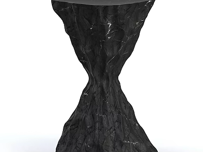 Black Dining Table With Unique Sculptural Base And Textured Modern Artistic Design 3d model