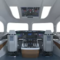 Modern Aircraft Cockpit Interior With Control Panels Seats And Large Windows