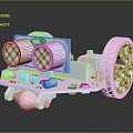 White 3D Designed Home Toy Vehicle With Round Components And Large Wheel