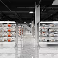 Modern Clothing Store Interior With Open Layout Display Racks Lighting And Marble Floor