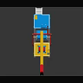 Colorful Oil Pump 3D Model with Yellow Red Blue Structure Platform Base and Industrial Machinery