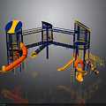 Colorful Children's Playground Equipment With Slides And Climbing Structures