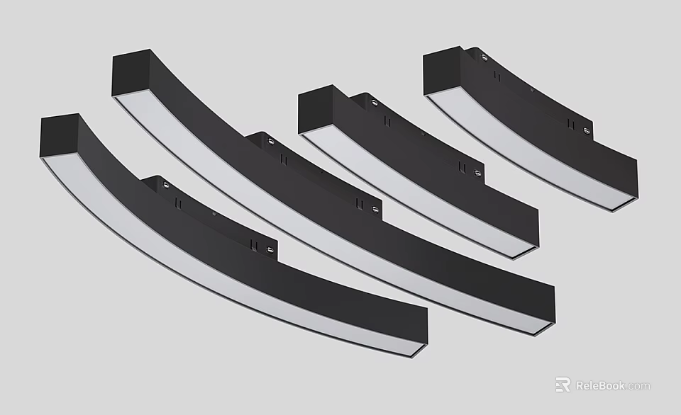 Modern Curved Ceiling Lights With Black Frame And White Light 3d model 