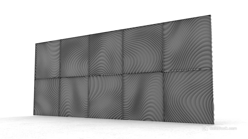 Modern Decorative Wall Panel With Square Tiles And Wave Texture Design 3d model