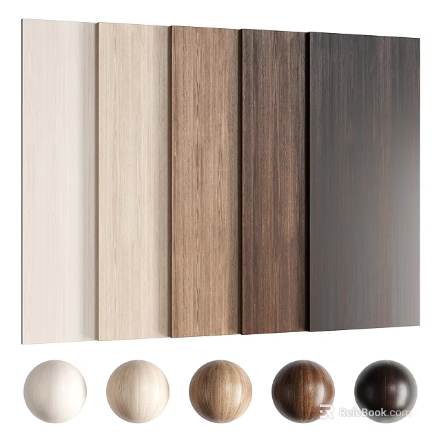 Wooden Sculpture Carving Materials With Various Wood Grain Panels And Balls 3d model 