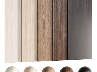 Wooden Sculpture Carving Materials With Various Wood Grain Panels And Balls 3d model