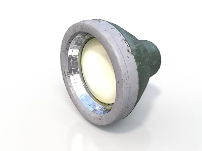 Round Green Gray Metal Illuminated Light Fixture With Reflective Inner Surface 3d model