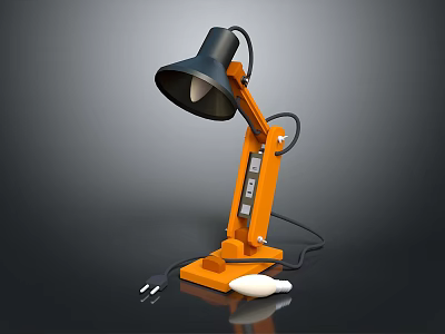 Orange And Black Adjustable Desk Lamp With Modern Design Stable Base And White Switch 3d model