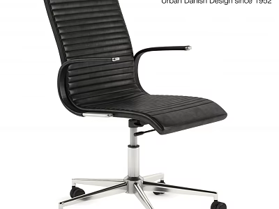 Urban Design Office Desk And Chair Set With Black Leather Seat Metal Base Wheels 3d model