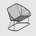 Modern Black Metal Leisure Chair with Sleek Mesh Design and Curved Frame